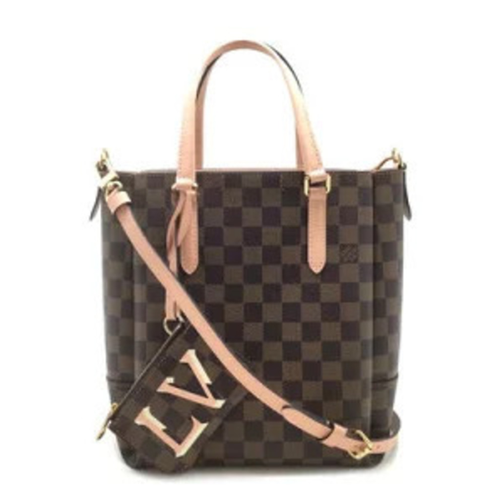 LOUIS VUITTON Belmont NV Damier Ebene Brown Canvas Brown Salmon Pink Summer